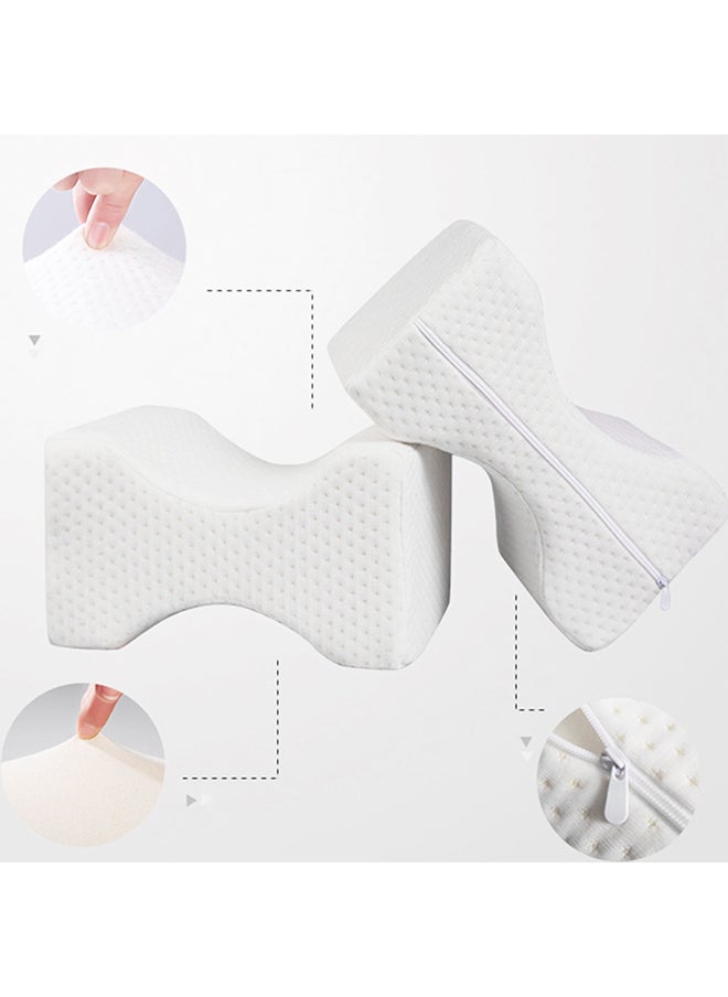 Memory Foam Knee Leg Pillow Cotton White 25x20x20centimeter