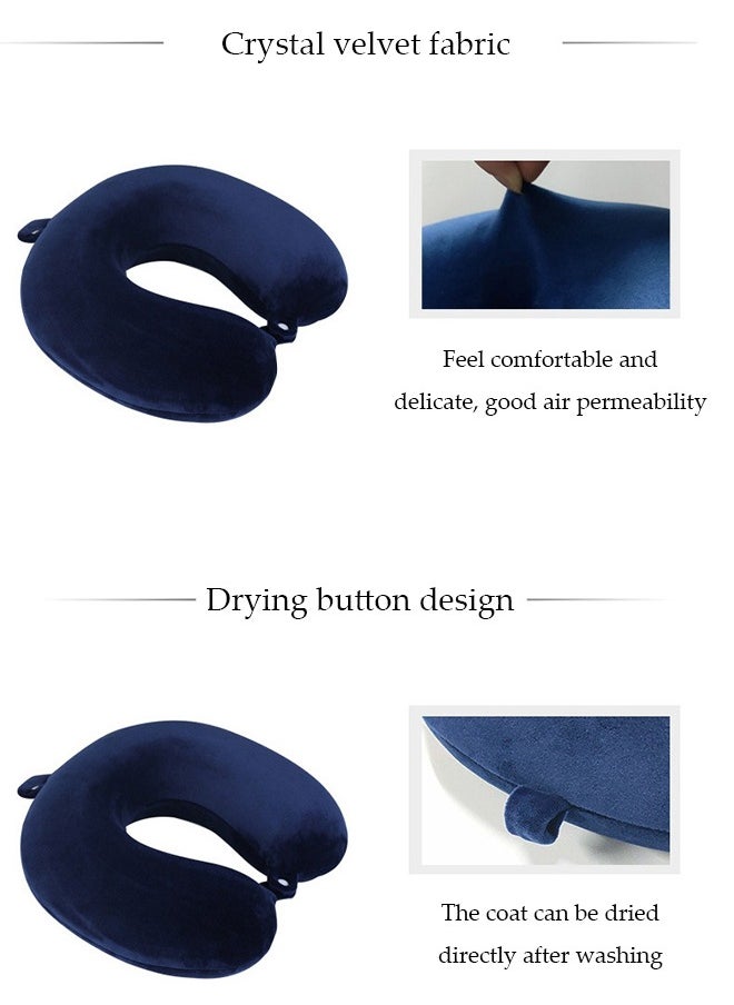 Velvet neck pillow and travel pillow relieve neck pain, suitable for airplane/car/office and home rest (blue)