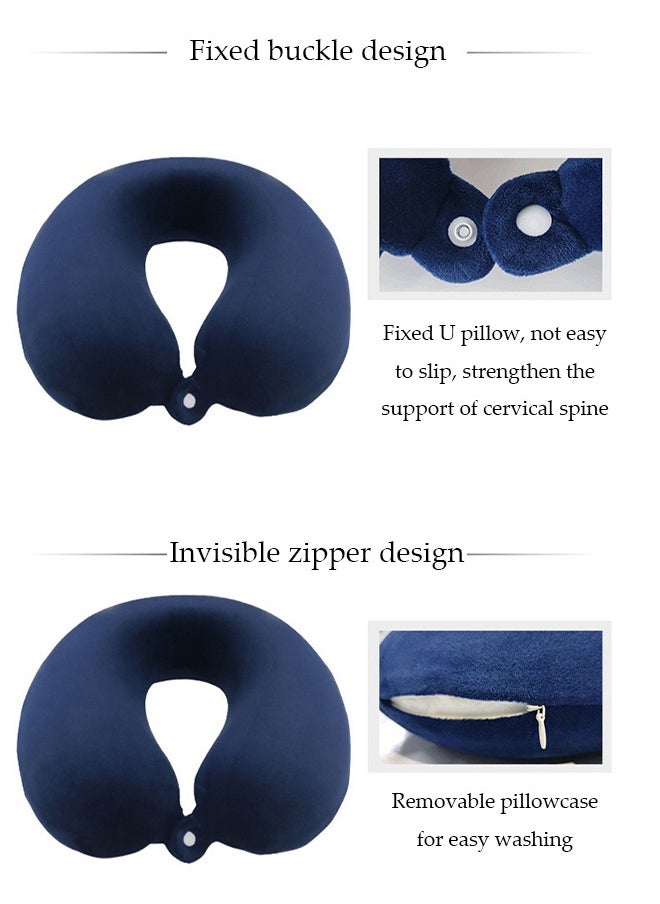 Velvet neck pillow and travel pillow relieve neck pain, suitable for airplane/car/office and home rest (blue)