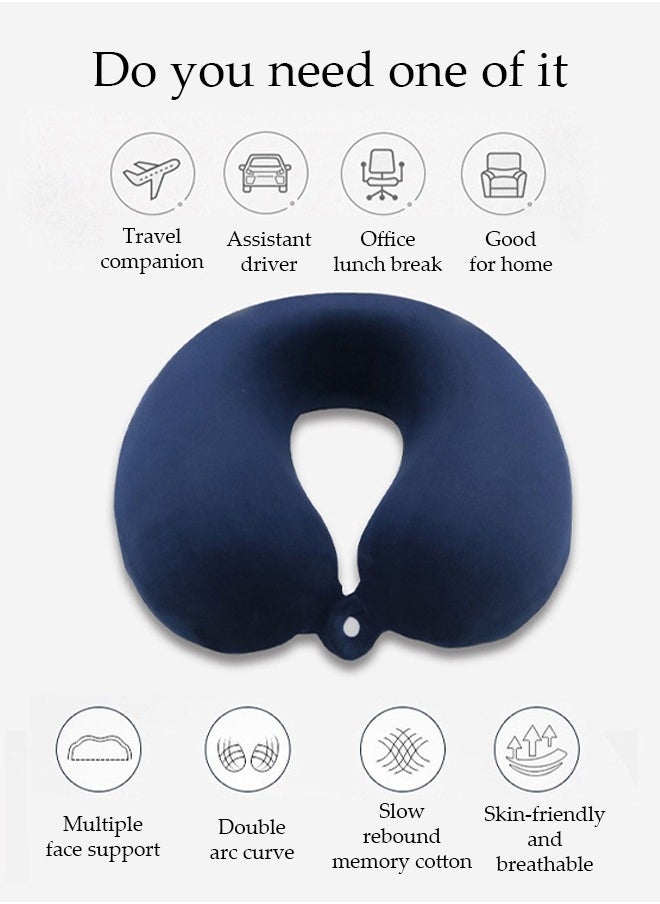 Velvet neck pillow and travel pillow relieve neck pain, suitable for airplane/car/office and home rest (blue)