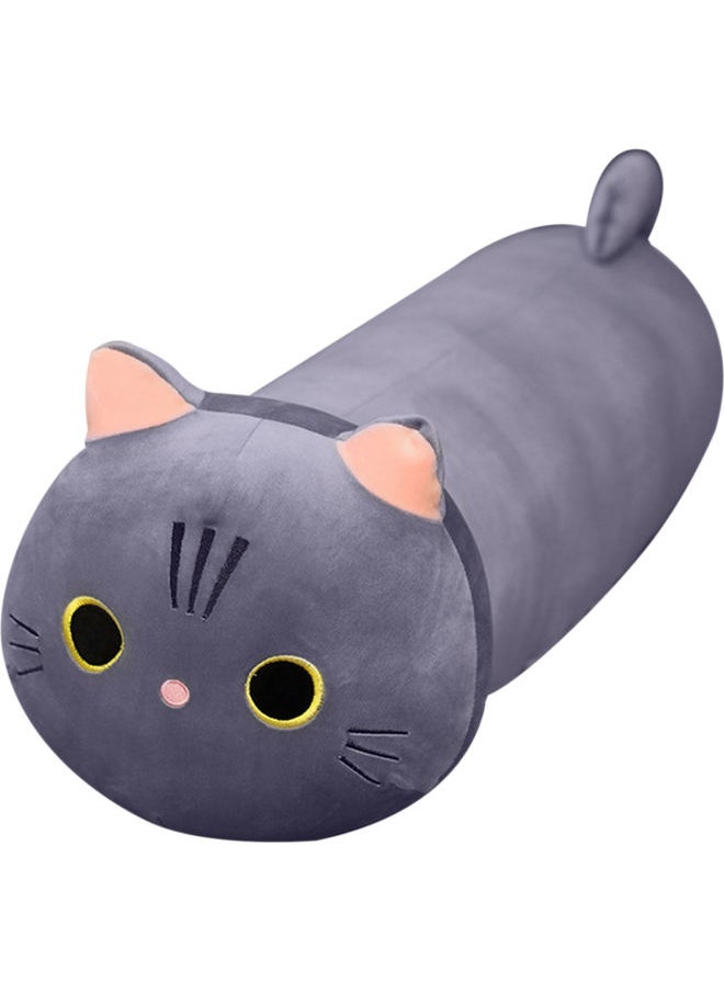 Cute Cat Shaped Soft Plush Hugging Sofa Pillow Cotton Grey 25.00x4.00x15.00cm