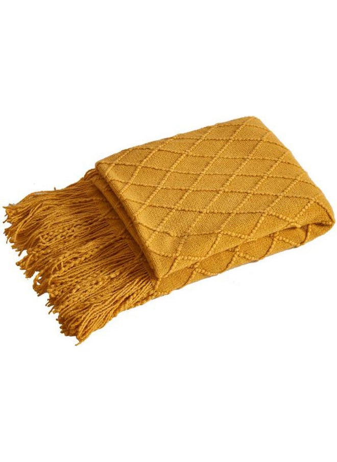 Soft and Breathable Napping Blanket Cotton Yellow 127 x 70cm