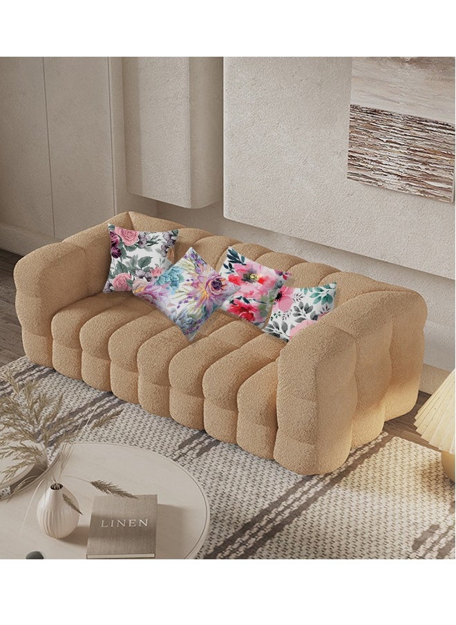 4PCS Nordic Style Pillowcase Set Flower Pattern Pillowcase Peach Skin Pillow Case for Home Decoration Sofa Pillow Case 17.3 x 17.3 Inches