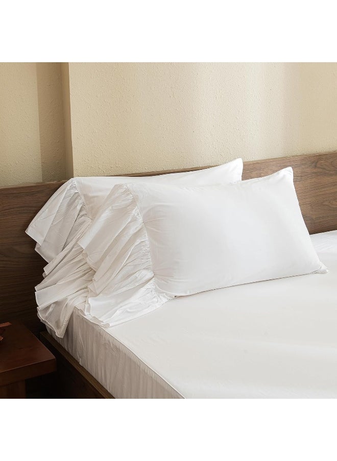 QSH Queen's House White Pillowcases King Size Set of 2-Style G
