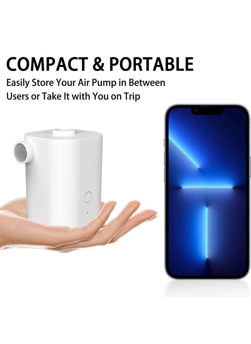 Portable Air Pump, Rechargeable Air Pump with USB, Quick Inflate Deflate for Air Mattress, Pool Toys, Floats, Swimming Ring, Air Bed, Vacuum Storage Bags