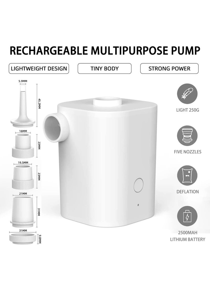 Portable Air Pump, Rechargeable Air Pump with USB, Quick Inflate Deflate for Air Mattress, Pool Toys, Floats, Swimming Ring, Air Bed, Vacuum Storage Bags