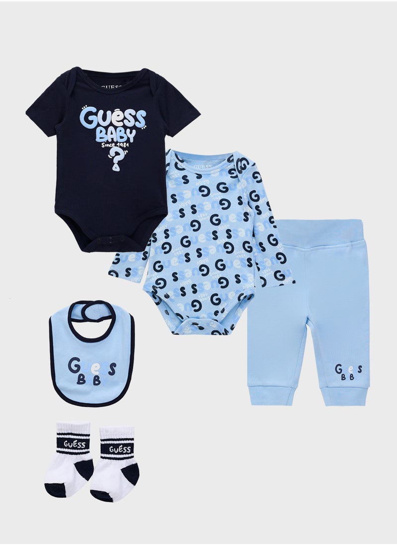 Kids  2 Pack Bodysuit, Bib, Socks & Pants Gift Set