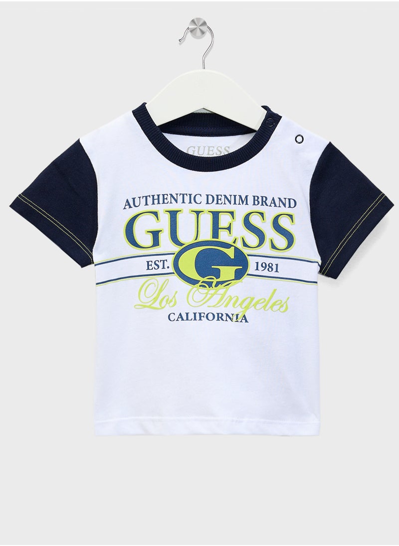 Kids Printed T-Shirt & Knit Denim Shorts Set