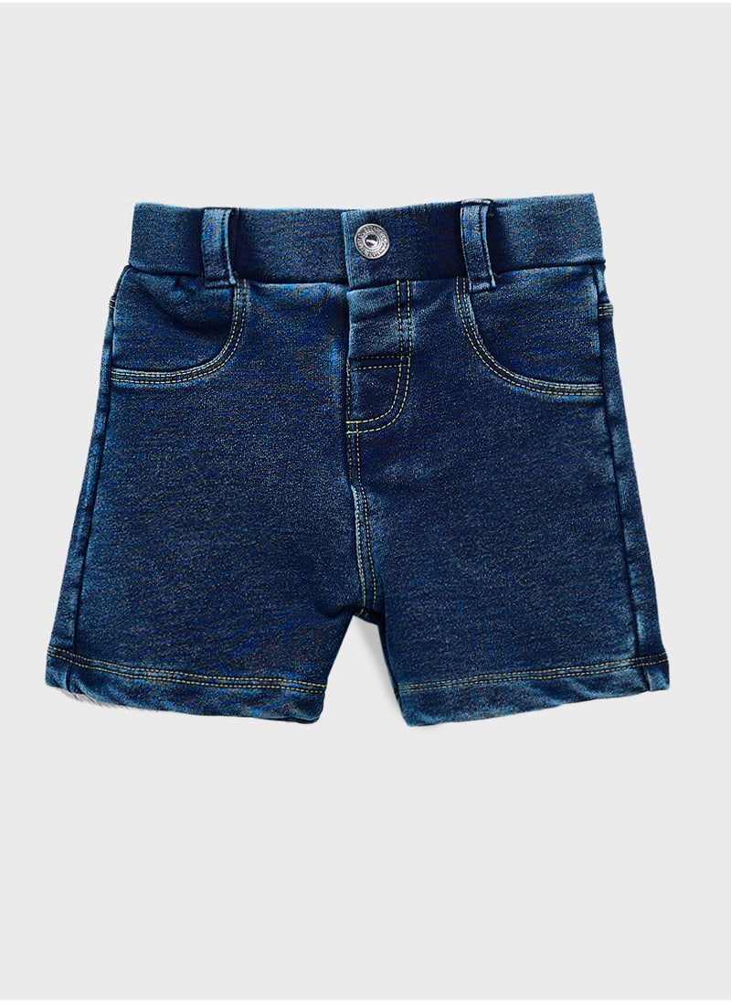 Kids Printed T-Shirt & Knit Denim Shorts Set