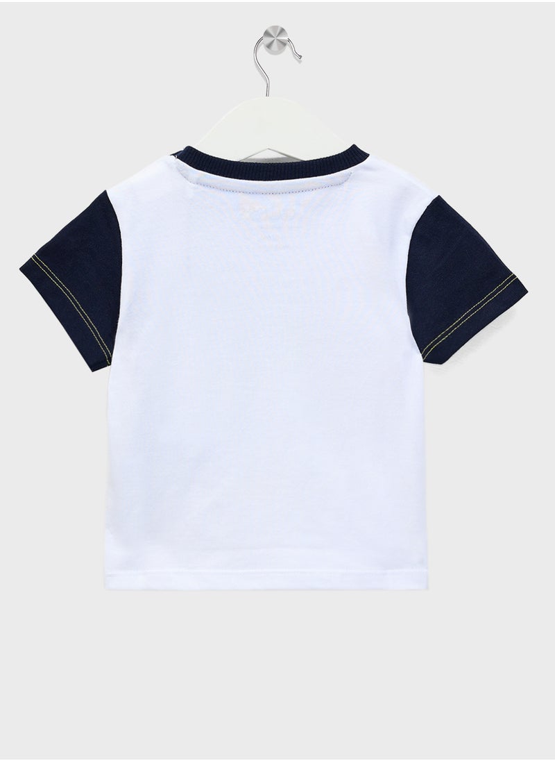 Kids Printed T-Shirt & Knit Denim Shorts Set
