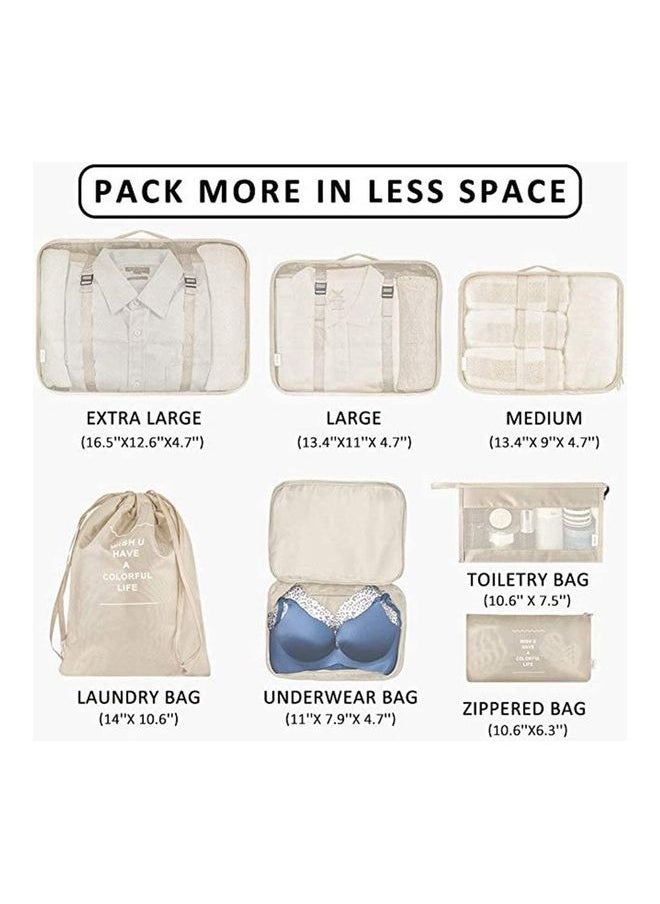 7-Piece Travel Organizer Luggage Set Beige