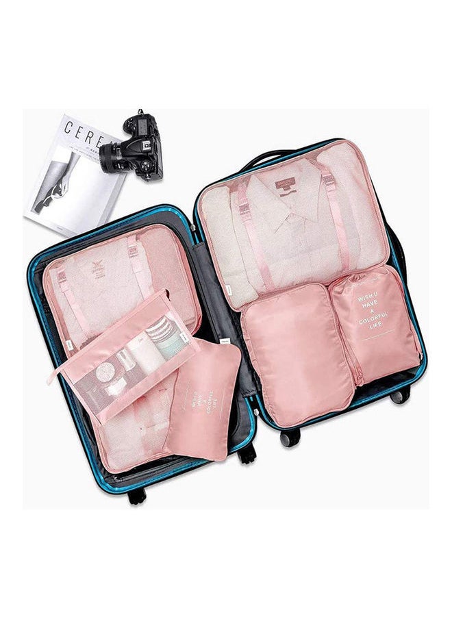 7-Piece Waterproof Luggage Set Pink