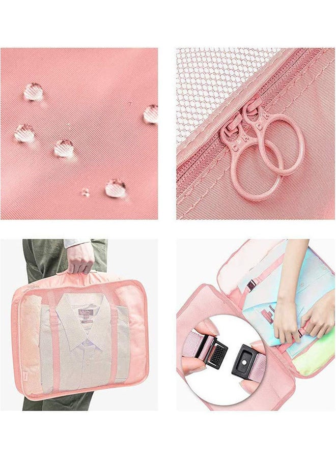 7-Piece Waterproof Luggage Set Pink