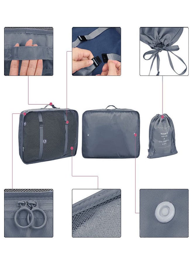 7-Piece Waterproof Luggage Set Grey