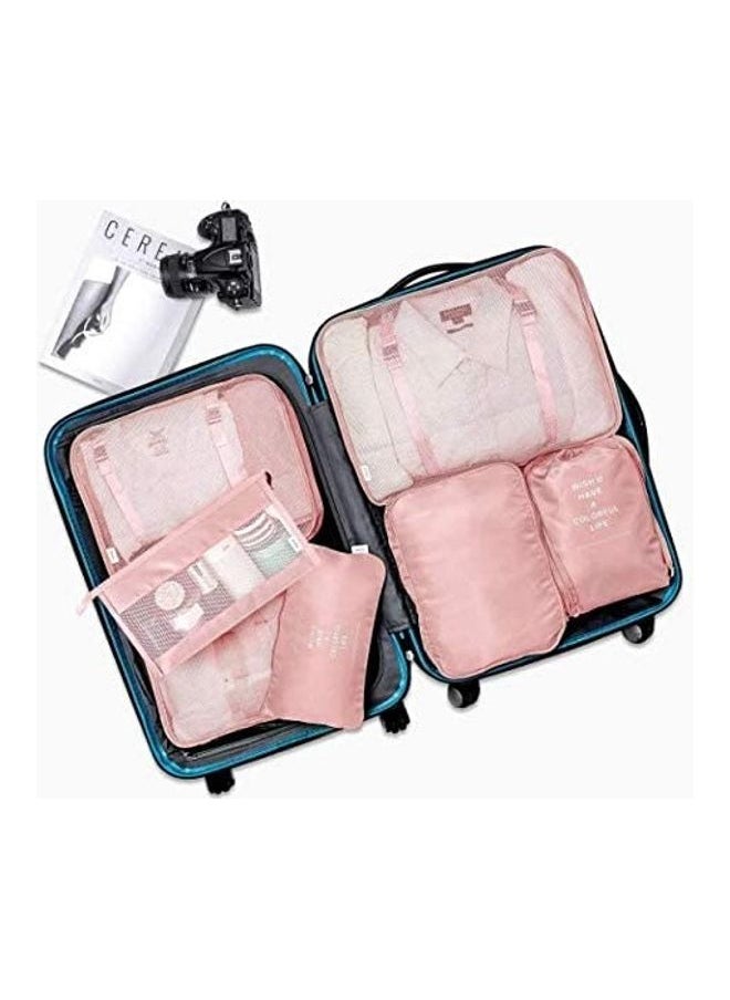 طقم تنظيم حقائب و أمتعة السفر بتصميم مكعب مكون من 7 قطع وردي