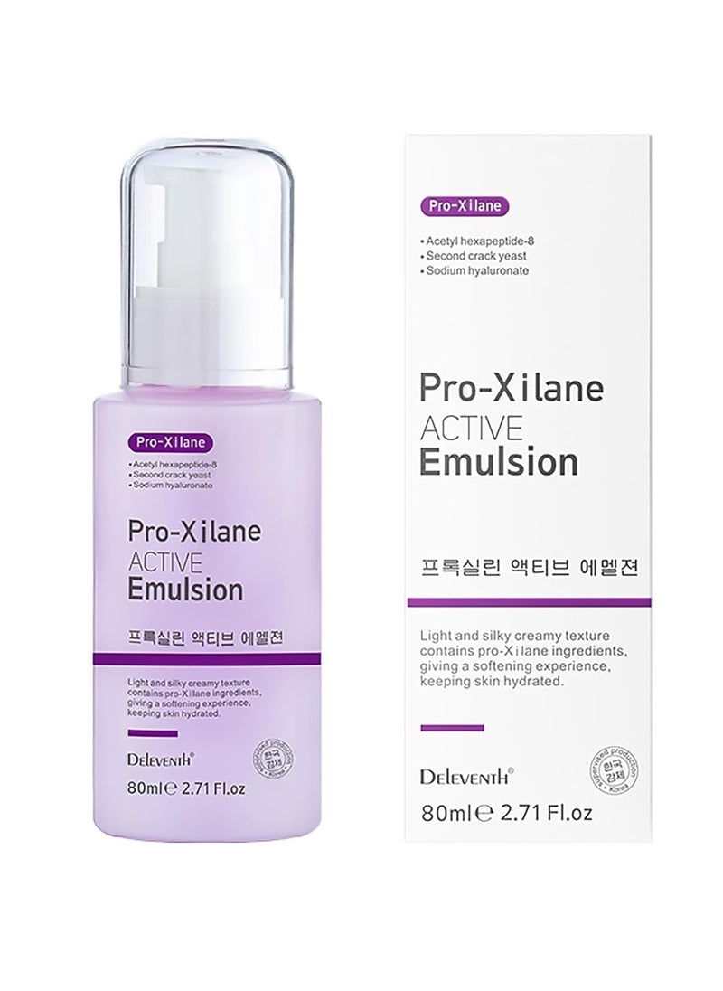 DEleventh Korean Brand Pro-Xilane Active Emulsion 80ml / Anti-Wrinkle, Moisturizing, Anti-Aging, Tighten and Delicate Skin, Improve Darkening, Repair Damaged Cells, and Block UV Rays