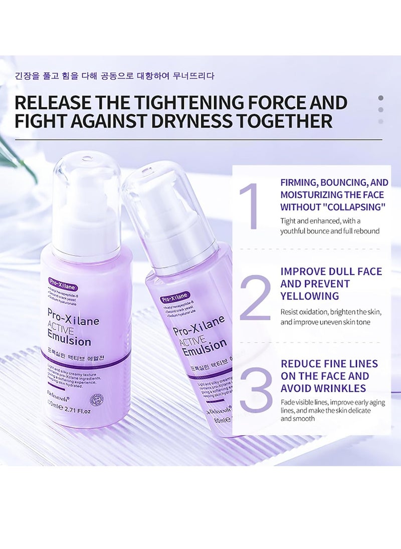 DEleventh Korean Brand Pro-Xilane Active Emulsion 80ml / Anti-Wrinkle, Moisturizing, Anti-Aging, Tighten and Delicate Skin, Improve Darkening, Repair Damaged Cells, and Block UV Rays