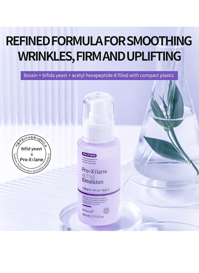 DEleventh Korean Brand Pro-Xilane Active Emulsion 80ml / Anti-Wrinkle, Moisturizing, Anti-Aging, Tighten and Delicate Skin, Improve Darkening, Repair Damaged Cells, and Block UV Rays