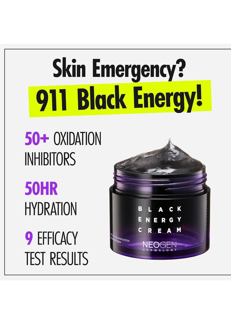 [K-Beauty] Neogen Dermalogy Black Energy Cream | Revitalizing & Nourishing Gel Moisturizer Sleep Mask Facial Cream w/Plant-Derived Ingredients 2.7oz