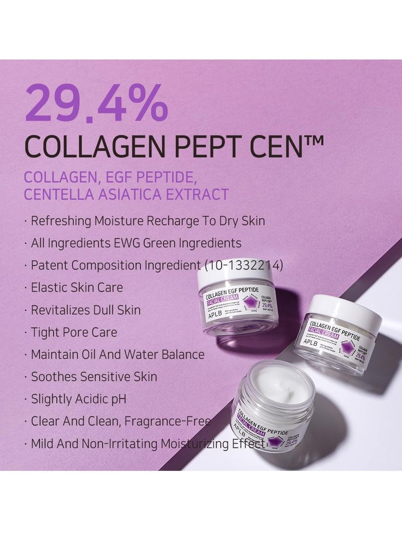 APLB Collagen EGF Peptide Facial Cream | COLLAGEN PEPT CEN™ 29.4% 1.86 FL.OZ/Korean Skincare, Elasticity care, Deep hydration, Revitalize for gentle and improve skin texture
