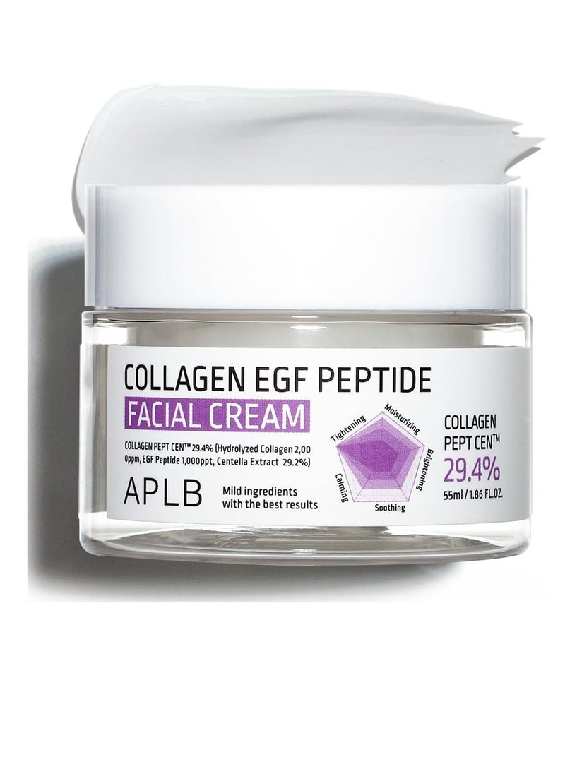 APLB Collagen EGF Peptide Facial Cream | COLLAGEN PEPT CEN™ 29.4% 1.86 FL.OZ/Korean Skincare, Elasticity care, Deep hydration, Revitalize for gentle and improve skin texture