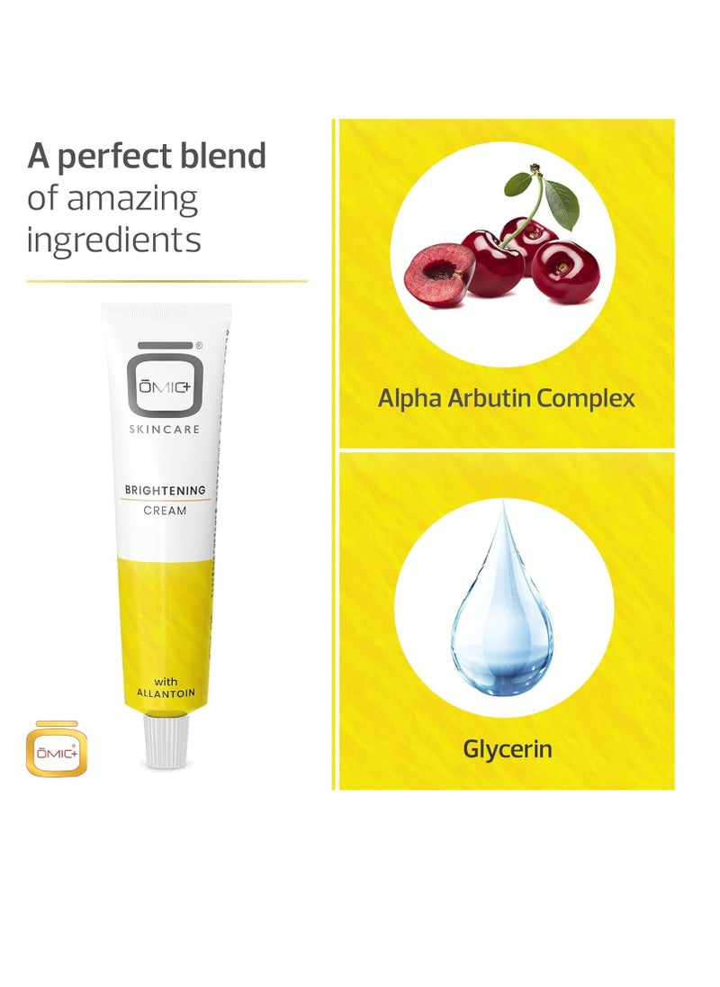 OMIC Skin Brightening Cream - 1.7 Fl oz / 50 ml - Helps to Reduce Pigmentations, Brown Spots on Face, Knees Elbows, with Alpha Arbutin