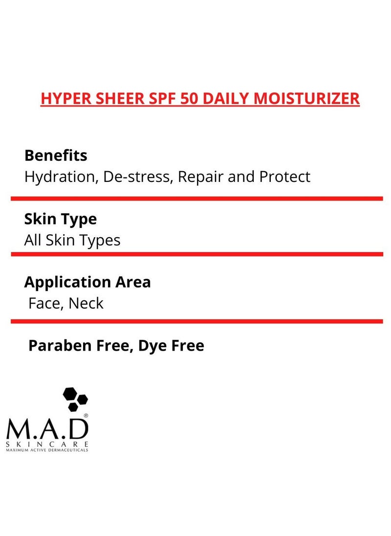 M.A.D Skincare Hyper Sheer SPF 50 Daily Moisturizer 1.7 oz. …