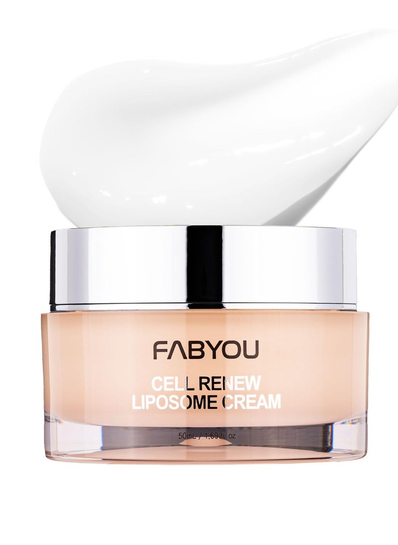 Cell Renew Liposome Facial Cream 1.69 fl oz - Anti-Aging Moisturizer, 6 EGF (50,000ppm), Peptides & Ceramide Korean Skincare for Elasticity Care, Deep Hydration