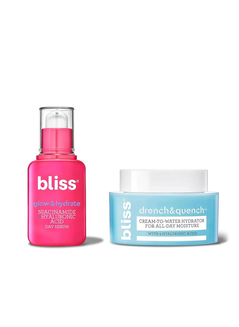 Bliss Hydration Sensation Bundle: Glow & Hydrate Serum + Drench & Quench Cream-to-Water Hydrator | 2-Step Hydrating Skincare Routine for Radiant, Plump Skin