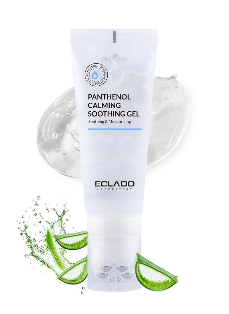 ECLADO Panthenol Calming Soothing Gel with Aloe Vera, Centella. Moisturizing and Soothing for Face, Body, Scalp. Roller Ball Applicator for Cooling and Depuffing, Non-Sticky, Summer Essential, 3.52oz.