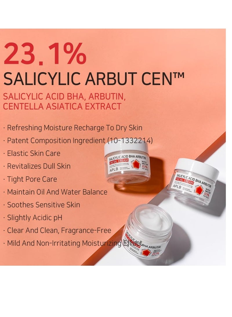 APLB Salicylic Acid BHA Arbutin Facial Cream | SALICYLIC ARBUT CEN™ 23.1% 1.86 FL.OZ/Korean Skincare, Deep hydration, Acne & Pore care, Revitalize for gentle and improve skin texture