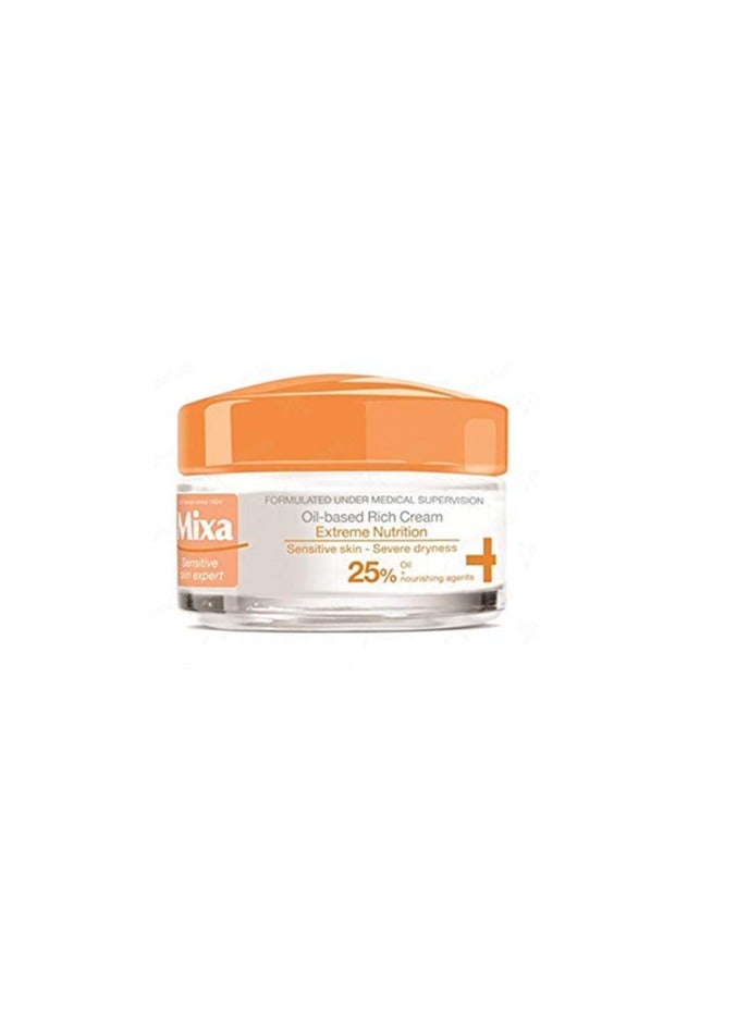 Mixa Extreme Nutrition, cream enriched with 25% evening primrose oil and nourishing agents - for dry/sensitive skin 50ml