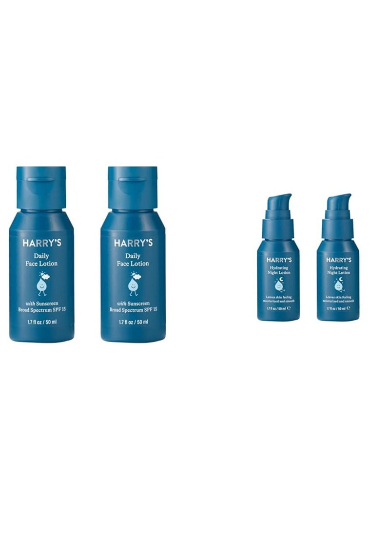 Harry's Face Lotion - Face Moisturizer with SPF 15, 1.7 Fl Oz (Pack of 2) Hydrating Night Lotion | Lightweight and Moisturizing | 1.7 Fl Oz, 2 Pack