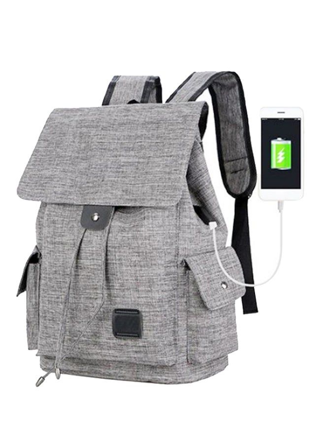 USB Charging Laptop Backpack Grey