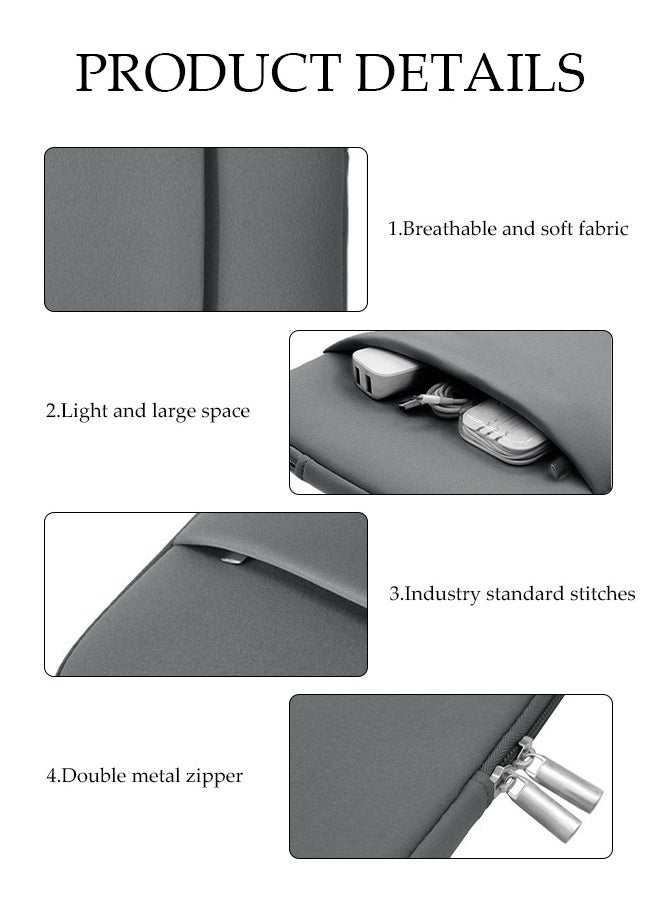 Lightweight 15.6 inch Laptop Bag Sleeve Case for Acer Lenovo Dell Asus HP Huawei Water-Resistant Notebook Cover (dark grey, 15.6 inch)