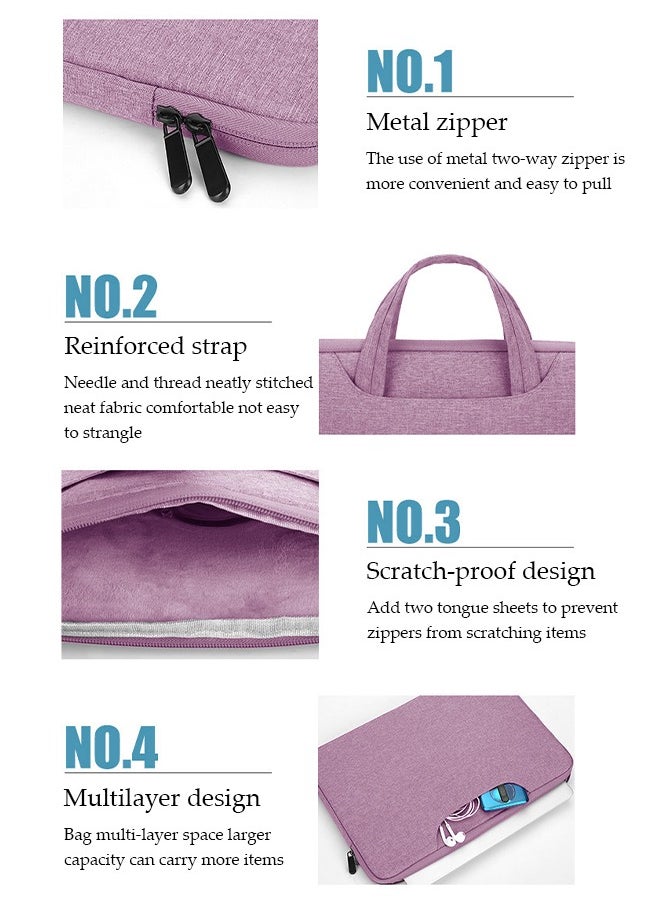 Laptop Bag Case Women Men Computer Sleeve Suitable for Huawei, Lenovo, and Apple,Waterproof Briefcase with Handle, Purple, 15.4 Inch