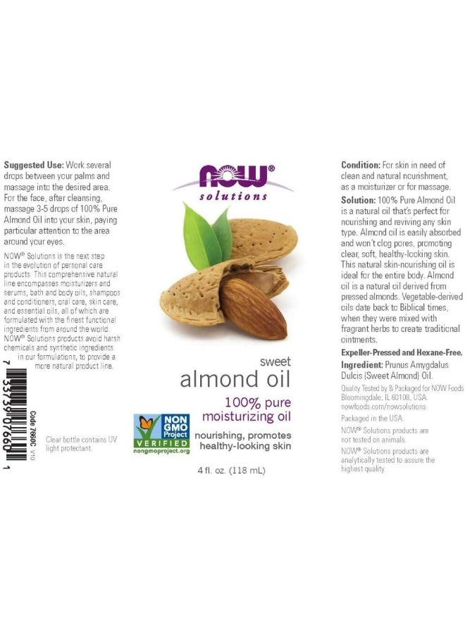 Now Solutions Sweet Almond Moisturizing Oil, 118 ml