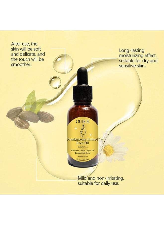 Frankincense Resin Oil For Face 30ML, Frankincense Resin Infused Oil For Face, Organic Black Seed Castor And Jojoba Oils, Frankincense Resin Oil Essential, Cold Pressed Serum Anti-Aging Wrinkle