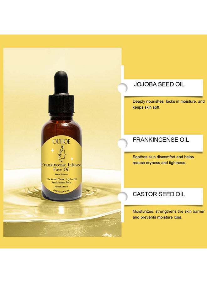 Frankincense Resin Oil For Face 30ML, Frankincense Resin Infused Oil For Face, Organic Black Seed Castor And Jojoba Oils, Frankincense Resin Oil Essential, Cold Pressed Serum Anti-Aging Wrinkle
