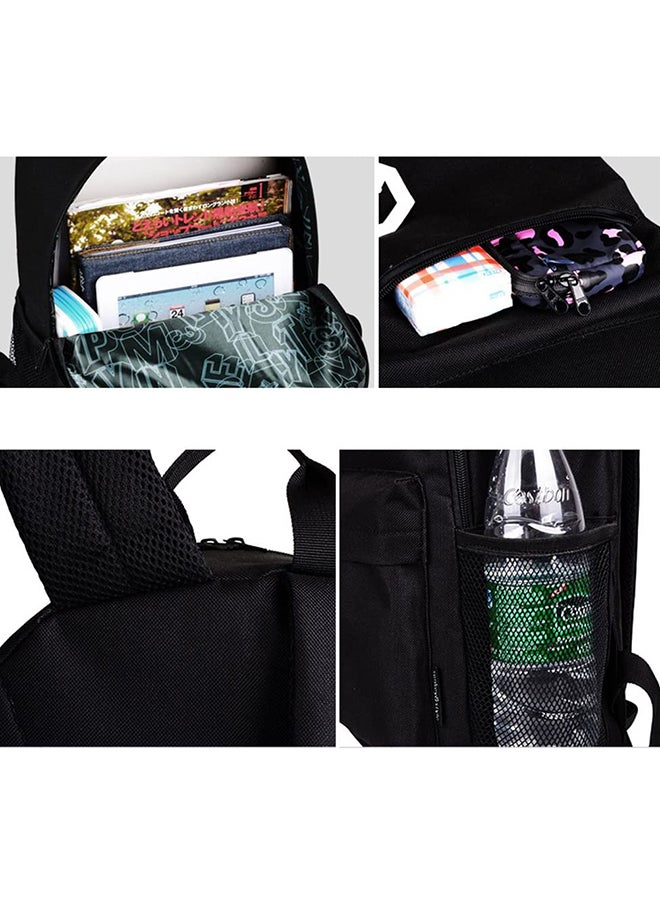 Anti-Theft Student School Bag Anime Luminous Usb Charge Laptop Computer Backpack Black