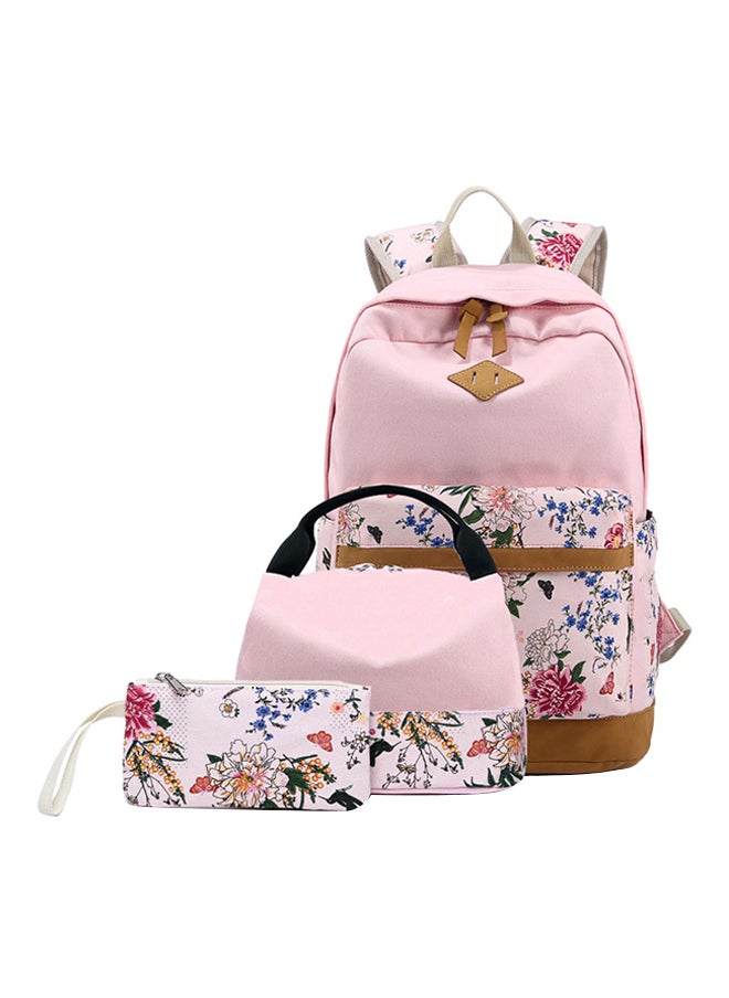 Polyester Printed Zipper Kids Backpack Set Pink/Blue