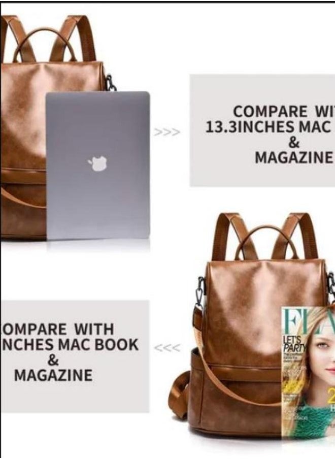 Anti theft casual shoulder backpack, large capacity soft leather backpack, fashionable women's backpack