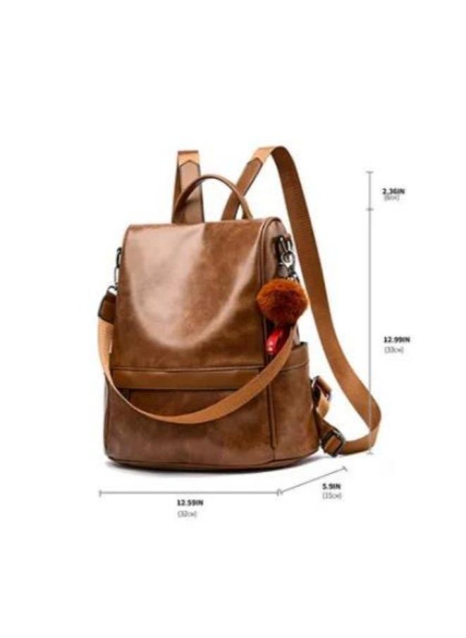 Anti theft casual shoulder backpack, large capacity soft leather backpack, fashionable women's backpack