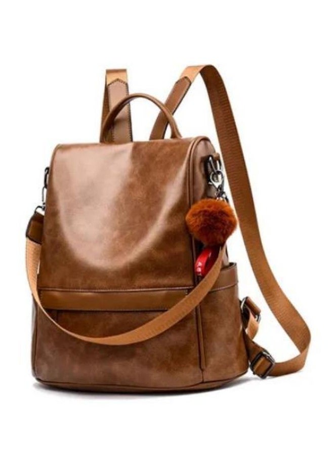 Anti theft casual shoulder backpack, large capacity soft leather backpack, fashionable women's backpack