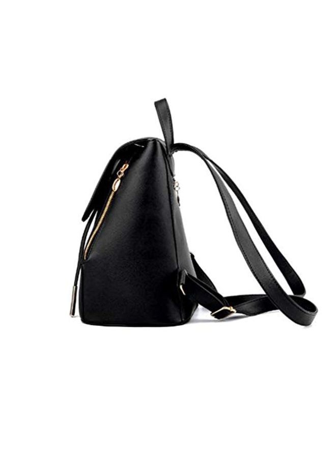 Faux Leather Backpack Black