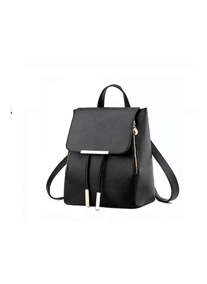 Faux Leather Backpack Black