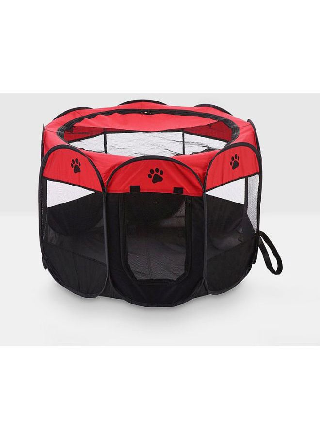 Octagonal Fenced Dog House Red Small