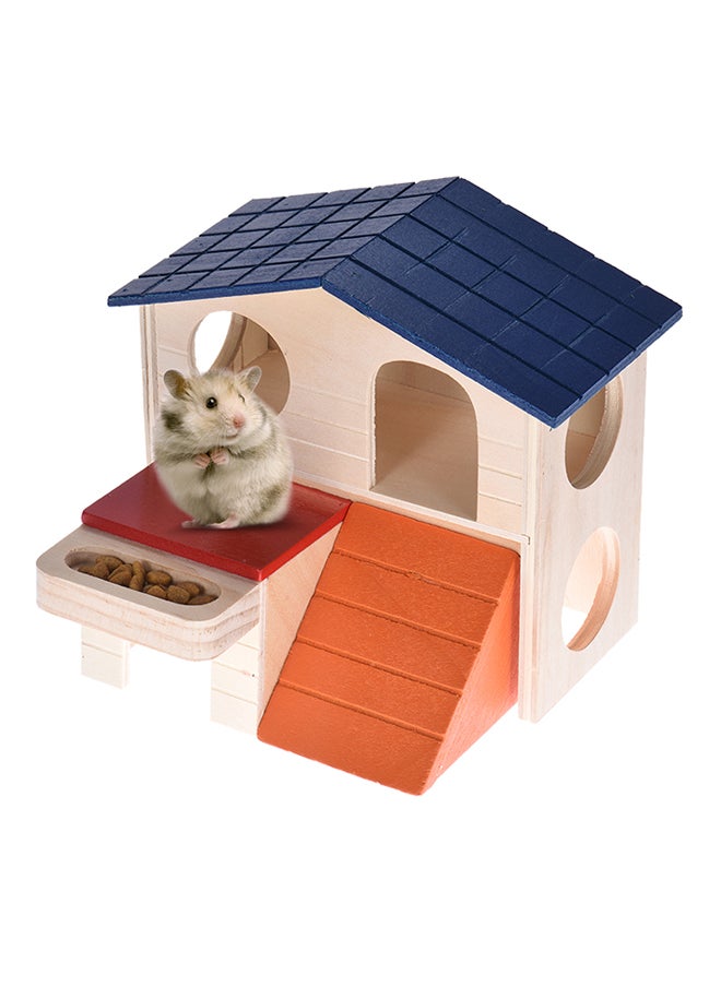 Wooden Hamster Play House Beige/Blue/Orange