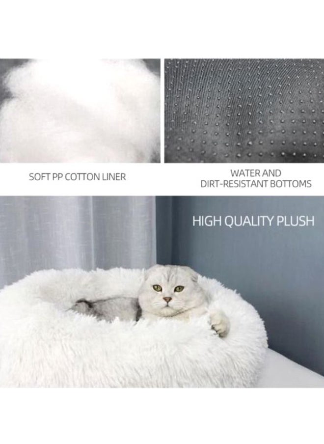 Soft Plush Round Pet Bed White 20x10x15cm