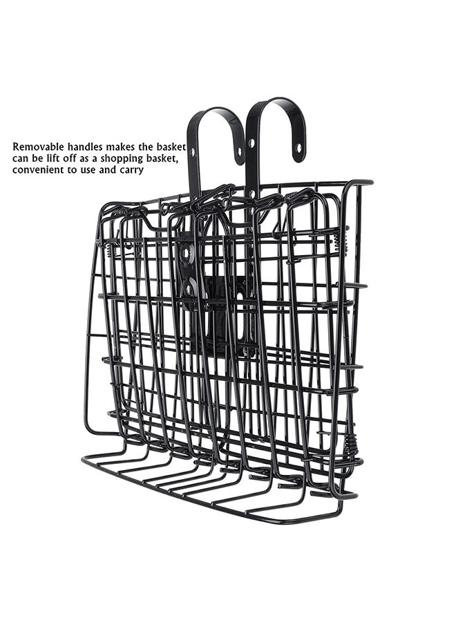 Metal Bike Bicycle Front Basket Foldable Handlebar Thick Iron Cycling Container 35x34x5cm